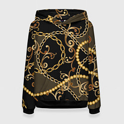 Толстовка-худи женская Versace Золотая цепь, цвет: 3D-черный