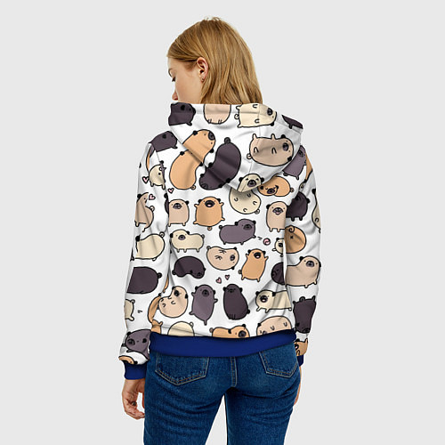 Женская толстовка Милые мопсы / 3D-Синий – фото 4