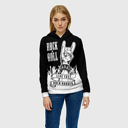 Толстовка-худи женская Rock and Roll, цвет: 3D-белый — фото 2