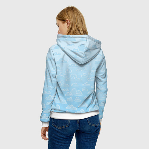 Женская толстовка Очень светлые голубые облака / 3D-Белый – фото 4