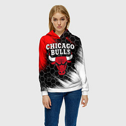 Толстовка-худи женская CHICAGO BULLS, цвет: 3D-белый — фото 2