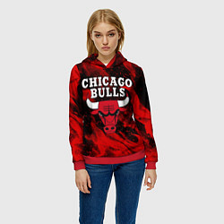 Толстовка-худи женская CHICAGO BULLS, цвет: 3D-красный — фото 2