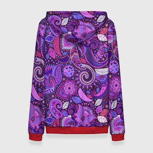 Женская толстовка Фиолетовый этнический дудлинг / 3D-Красный – фото 2