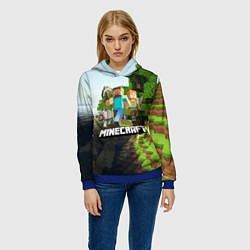 Толстовка-худи женская Minecraft, цвет: 3D-синий — фото 2