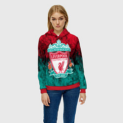 Толстовка-худи женская LIVERPOOL, цвет: 3D-красный — фото 2
