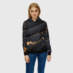 Толстовка-худи женская Black gold, цвет: 3D-черный — фото 2