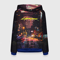 Толстовка-худи женская CYBERPUNK 2077:КИБЕРПАНК S, цвет: 3D-синий