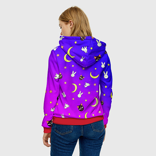 Женская толстовка СЭЙЛОР МУН / 3D-Красный – фото 4