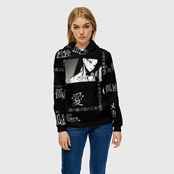 Толстовка-худи женская Аниме девушка, цвет: 3D-черный — фото 2