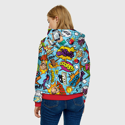 Женская толстовка Pop art comics / 3D-Красный – фото 4