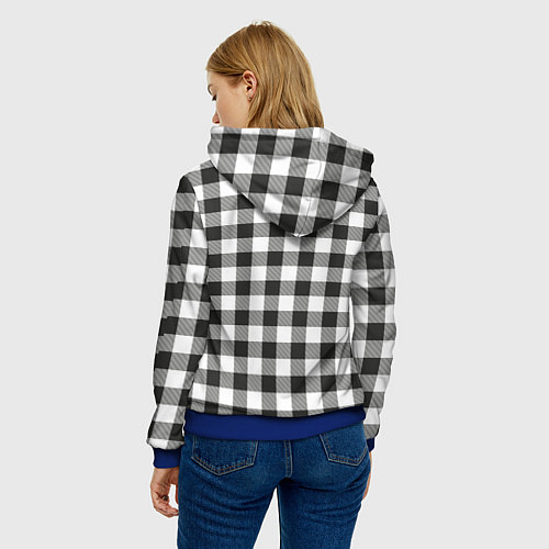 Женская толстовка Черно-белая клетка / 3D-Синий – фото 4