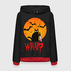 Толстовка-худи женская What Cat Halloween, цвет: 3D-красный