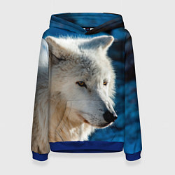 Женская толстовка Волк на черном фоне