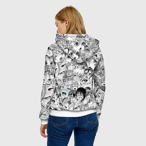Женская толстовка Ahegao monochrome / 3D-Белый – фото 4