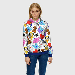 Толстовка-худи женская BTS BT21, цвет: 3D-синий — фото 2