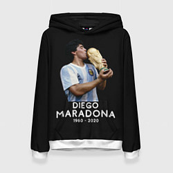 Толстовка-худи женская Diego Maradona, цвет: 3D-белый
