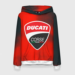 Толстовка-худи женская Ducati Corse logo, цвет: 3D-белый