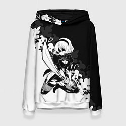 Толстовка-худи женская NIER AUTOMATA, цвет: 3D-белый