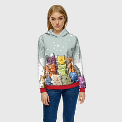 Толстовка-худи женская Котики, цвет: 3D-красный — фото 2