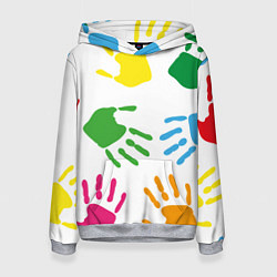 Женская толстовка Цветные ладошки - Детский узор