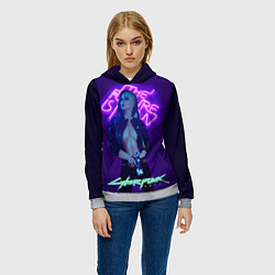Толстовка-худи женская Cyberpunk 2077 V, цвет: 3D-меланж — фото 2