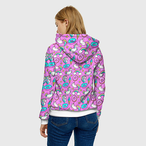 Женская толстовка Единороги и пончики / 3D-Белый – фото 4
