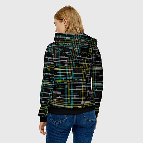 Женская толстовка Cyberpunk Tartan / 3D-Черный – фото 4