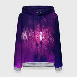 Толстовка-худи женская Стекло дождь фиолетовый, цвет: 3D-меланж