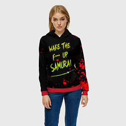 Толстовка-худи женская WAKE THE F*** UP SAMURAI, цвет: 3D-красный — фото 2