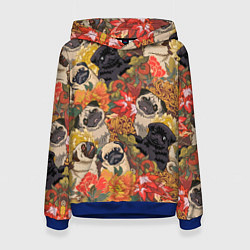 Женская толстовка Мопсики Цветочки