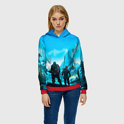 Толстовка-худи женская Вальгала, цвет: 3D-красный — фото 2