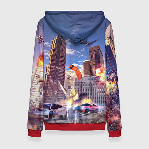 Женская толстовка ЭКШЕН Grand Theft Auto V / 3D-Красный – фото 2