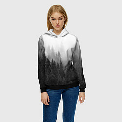 Толстовка-худи женская Туманный лес, цвет: 3D-черный — фото 2