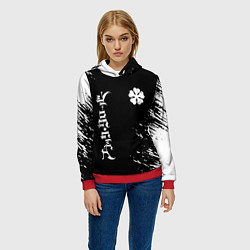 Толстовка-худи женская Черный клевер, цвет: 3D-красный — фото 2