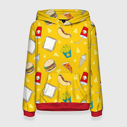 Толстовка-худи женская Фастфуд, цвет: 3D-красный