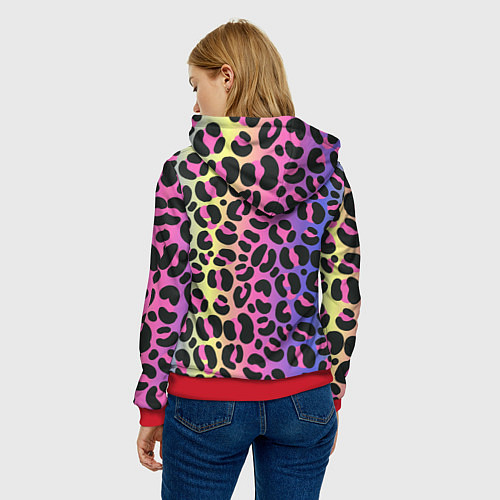 Женская толстовка Neon Leopard Pattern / 3D-Красный – фото 4