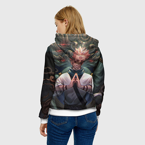 Женская толстовка МАГИЧЕСКАЯ БИТВА SUKUNA / 3D-Белый – фото 4