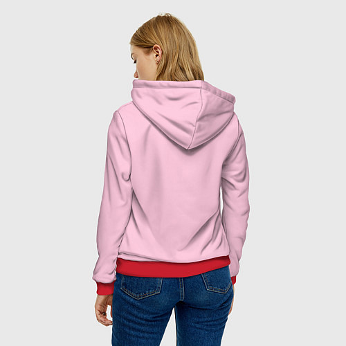 Женская толстовка Лама с цветами / 3D-Красный – фото 4