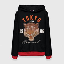Толстовка-худи женская Tokyo Tiger Japan, цвет: 3D-красный