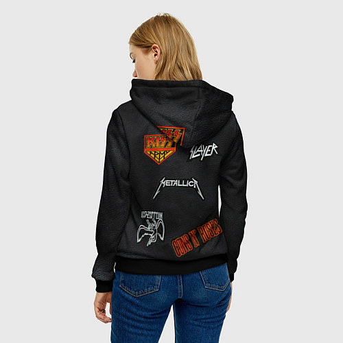 Женская толстовка РОКЕРСКИЕ НАШИВКИ / 3D-Черный – фото 4