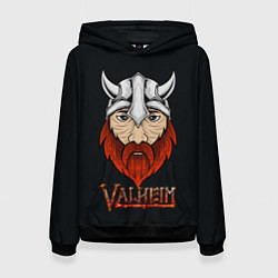 Толстовка-худи женская Valheim викинг, цвет: 3D-черный