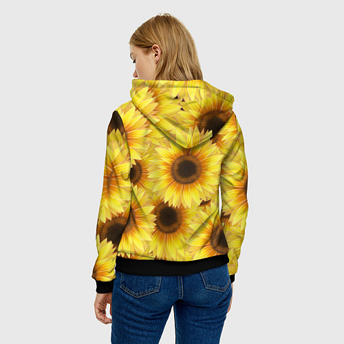 Женская толстовка Подсолнухи в поле / 3D-Черный – фото 4