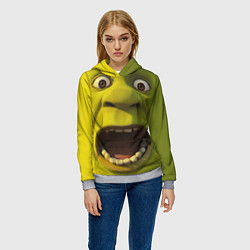 Толстовка-худи женская Shrek is Yelling, цвет: 3D-меланж — фото 2