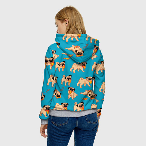 Женская толстовка Мопсы с пиццей / 3D-Меланж – фото 4