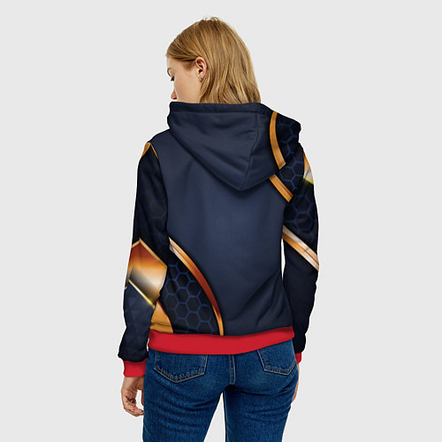 Женская толстовка 3D БРОНЯ ВСТАВКИ ЗОЛОТА / 3D-Красный – фото 4