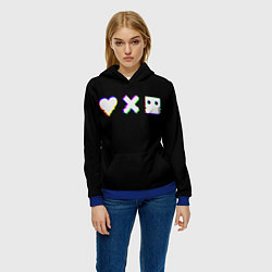 Толстовка-худи женская Love Death and Robots Glitch, цвет: 3D-синий — фото 2