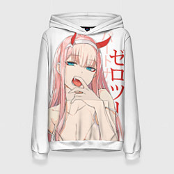 Толстовка-худи женская Darling in the Franxx Zero Two, цвет: 3D-белый