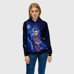 Толстовка-худи женская Lionel Messi Barcelona 10, цвет: 3D-черный — фото 2
