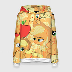 Толстовка-худи женская Applejack pattern, цвет: 3D-белый