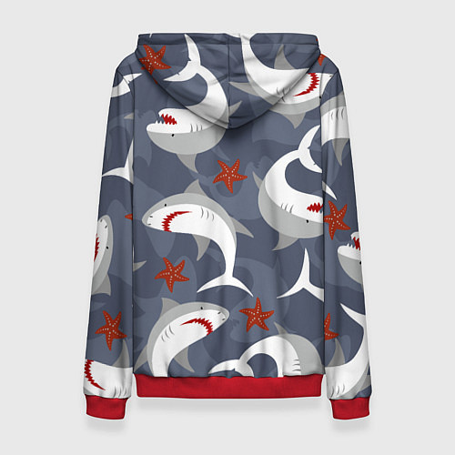 Женская толстовка Акулы / 3D-Красный – фото 2